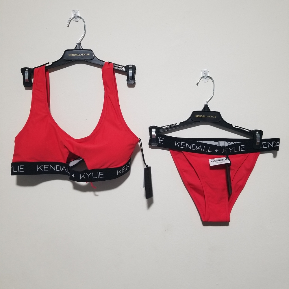 Kendall & Kylie 2 piece swim suit red black